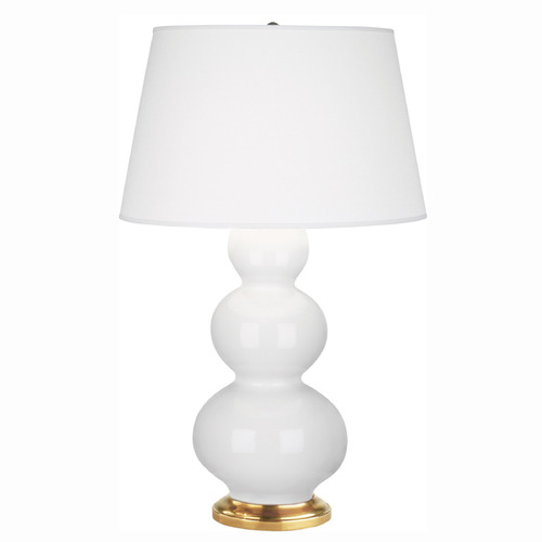 Robert Abbey Lighting Triple Gourd Lily / Antique Natural Brass Table Lamp with Empire Shade