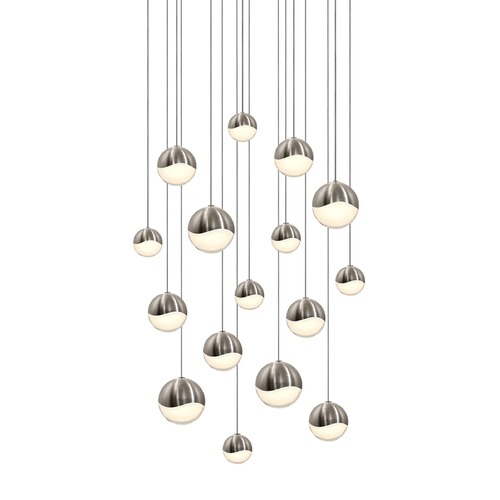 Grapes Satin Nickel 16-Light LED Multi-Light Pendant by Sonneman Lighting
