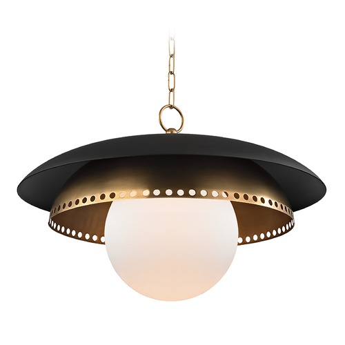 Hudson Valley Lighting Hudson Valley Lighting Herkimer Aged Brass Pendant Light with Globe Shade 3325-AGB