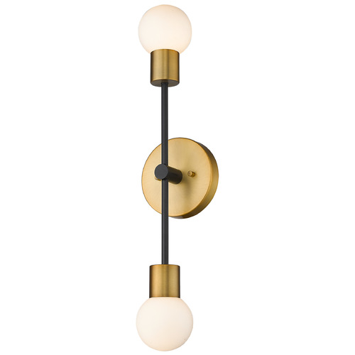 Z-Lite Neutra Matte Black & Foundry Brass Sconce by Z-Lite 621-2S-MB-FB