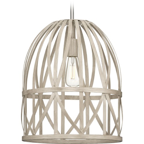 Progress Lighting Chastain Basket Pendant in Bleached Oak by Progress Lighting P500343-185