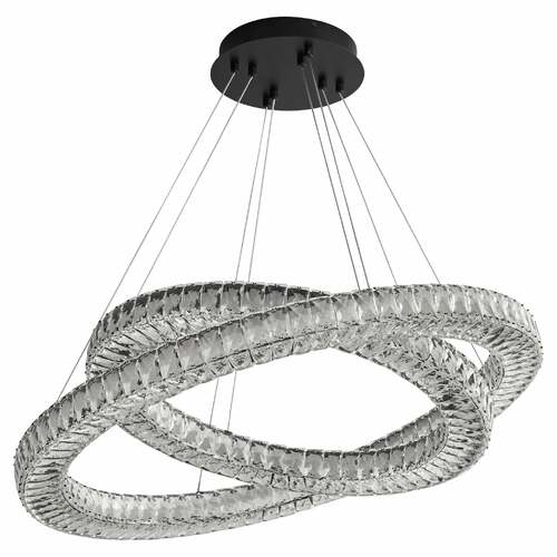 Elan 3CCT 32-Inch Dual Ring LED Pendant in Black by Oxygen Lighting