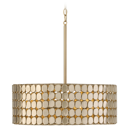 Capital Lighting Capital Lighting Eliana Champagne Brass Pendant Light with Drum Shade 354141HB