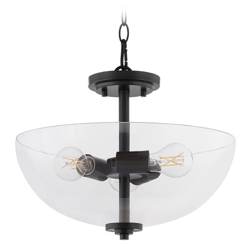 Quorum Lighting Adams Matte Black Pendant Light with Bowl / Dome Shade