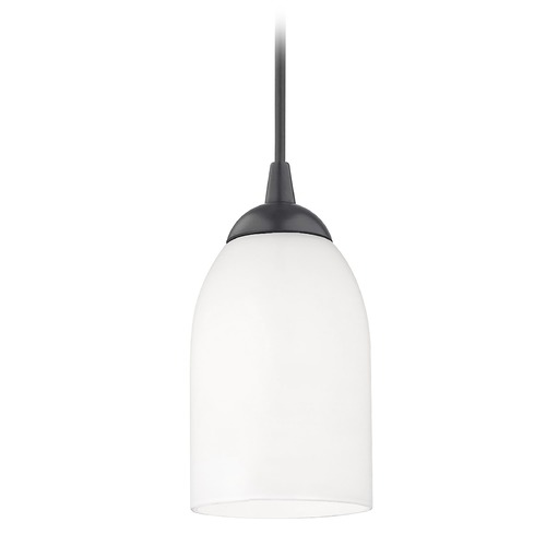 Design Classics Lighting Black Mini-Pendant Light with Satin White Glass 582-07 GL1028D