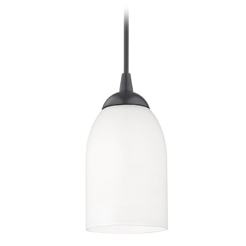Black Mini-Pendant Light with Satin White Glass