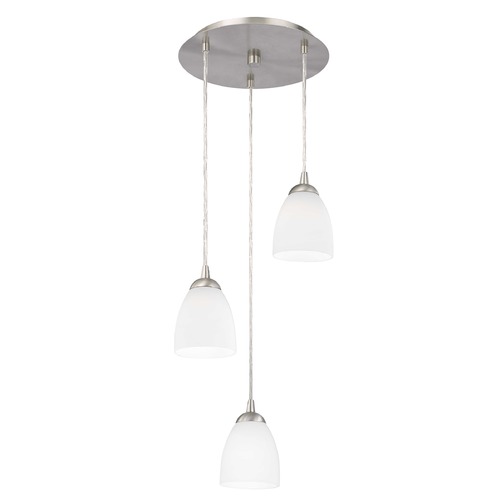 Modern Multi-Light Pendant Light with White Glass and 3-Lights