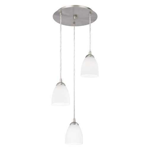 Design Classics Lighting Modern Multi-Light Pendant Light with White Glass and 3-Lights 583-09 GL1028MB