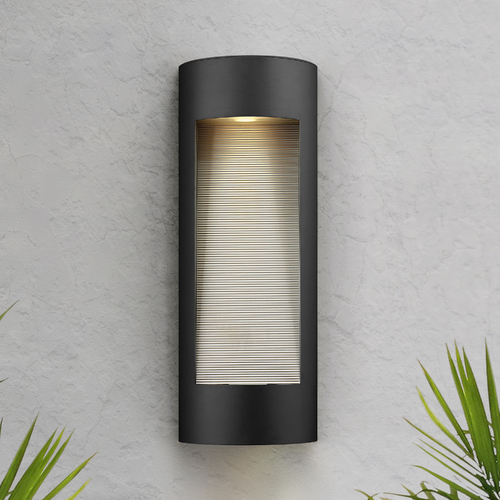 Modern Outdoor Wall Light with Etched in Satin Black by Hinkley Lighting