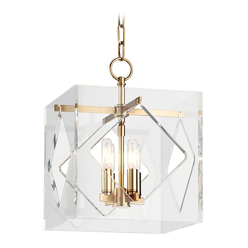 Hudson Valley Lighting Hudson Valley Lighting Travis Aged Brass Pendant Light with Square Shade 5912-AGB