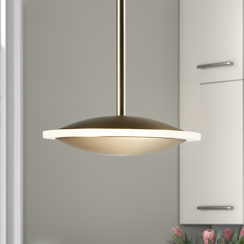 Saucer 7-Inch LED Mini Pendant in Black & Gold by ET2 Lighting