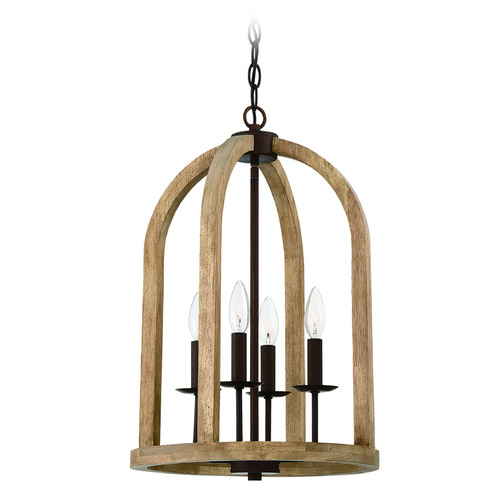 Craftmade Lighting Aberdeen Natural Wood & Aged Bronze Brushed Pendant by Craftmade Lighting 52734-NWABZ