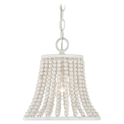 Meridian 10-Inch Beaded Pendant in Weathered White by Meridian M70098WW