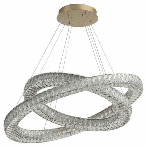 Elan 3CCT 32-Inch Dual Ring LED Pendant in Brass by Oxygen Lighting