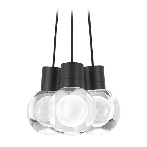 Mina Warm Dim 3-Light LED Pendant in Black by Visual Comfort Modern