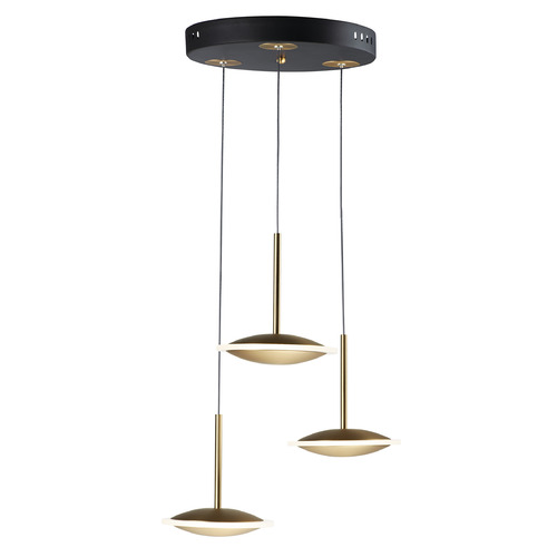 ET2 Lighting Saucer 3-Light LED Pendant in Black & Gold by ET2 Lighting E21543-90BKGLD