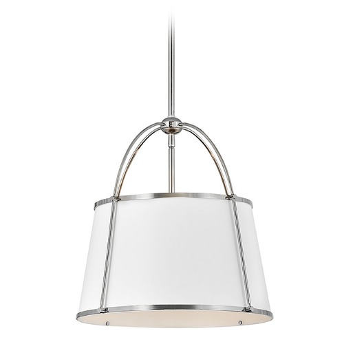 Clarke 16.25-Inch Medium Pendant in Nickel & White by Hinkley Lighting