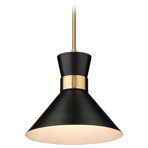Soriano Matte Black & Heritage Brass Pendant by Z-Lite