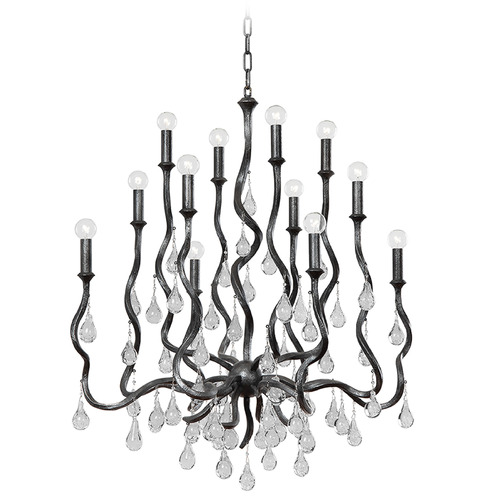 Corbett Lighting Aveline Black Silver Leaf Crystal Chandelier
