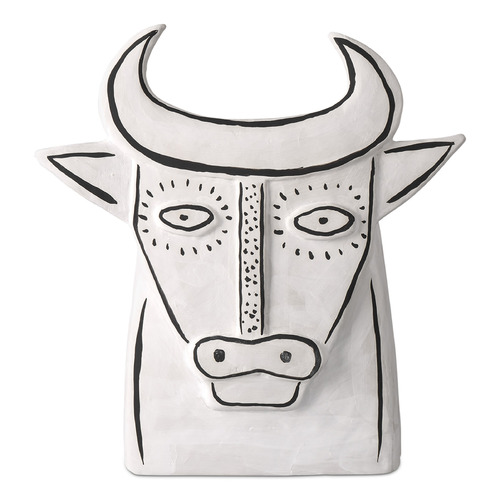 Currey and Company Thomas the Bull Washed White & Black Vase