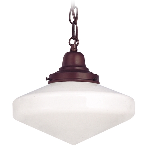 Design Classics Lighting 10-Inch Bronze Schoolhouse Mini-Pendant Light with Chain FB4-220 / GE10 / B-220