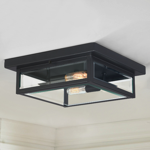 Quoizel Lighting Quoizel Westover Earth Black Close to Ceiling Light with Clear Beveled Glass WVR1612EK