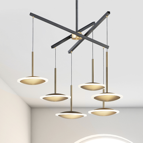 ET2 Lighting Saucer 6-Light LED Pendant in Black & Gold by ET2 Lighting E21546-90BKGLD