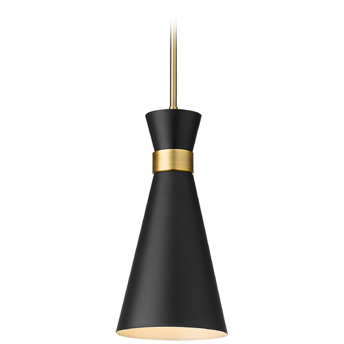 Z-Lite Soriano Matte Black & Heritage Brass Mini Pendant by Z-Lite 728P8-MB-HBR