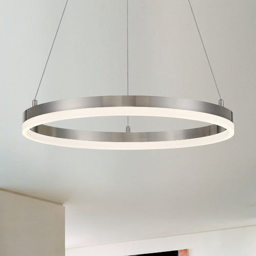 George Kovacs Lighting Recovery 19.50-Inch LED Ring Pendant in Nickel by George Kovacs P1910-084-L