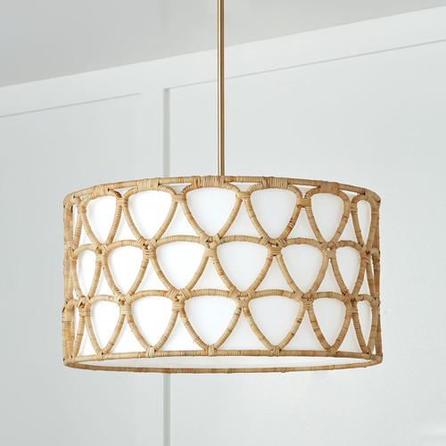 HomePlace by Capital Lighting Tulum 24.50-Inch Rattan Pendant in Matte Brass by Capital Lighting 347241MA