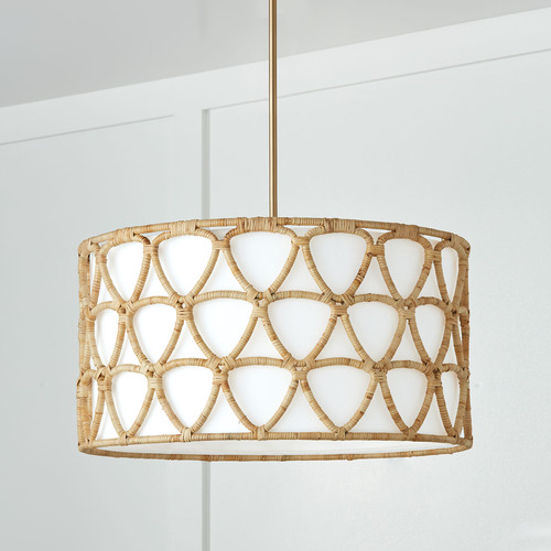 Tulum 24.50-Inch Rattan Pendant in Matte Brass by Capital Lighting