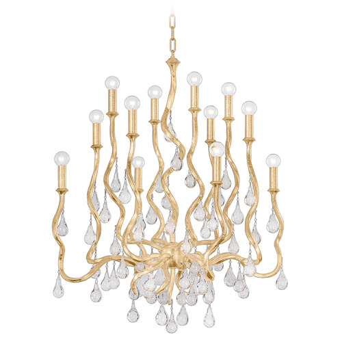 Corbett Lighting Aveline Gold Leaf Crystal Chandelier