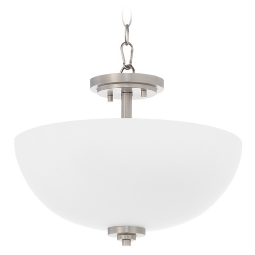 Quorum Lighting Adams Satin Nickel Pendant Light with Bowl / Dome Shade