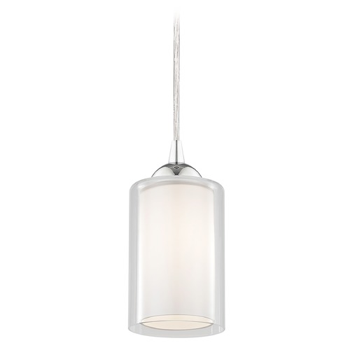 Design Classics Gala Fuse Chrome Cord Hung Mini-Pendant with Double Glass Shade