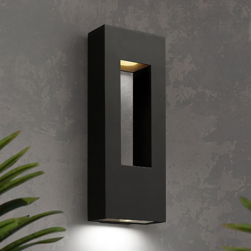 Hinkley Modern LED Outdoor Wall Light with Etched in Satin Black Finish 1649SK-LED