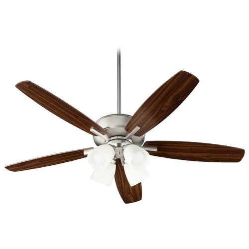 Breeze Satin Nickel LED Ceiling Fan with Light by Quorum Lighting