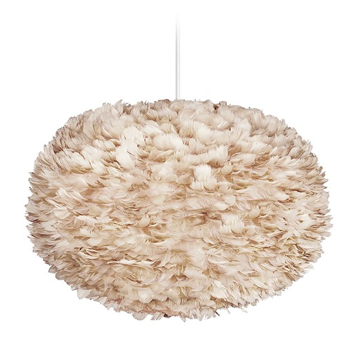 UMAGE UMAGE White Pendant Light with Light Brown Feather Shade 3008_4009