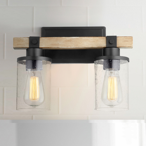 Alpine Textured Black & Driftwood Bathroom Light by Quorum Lighting