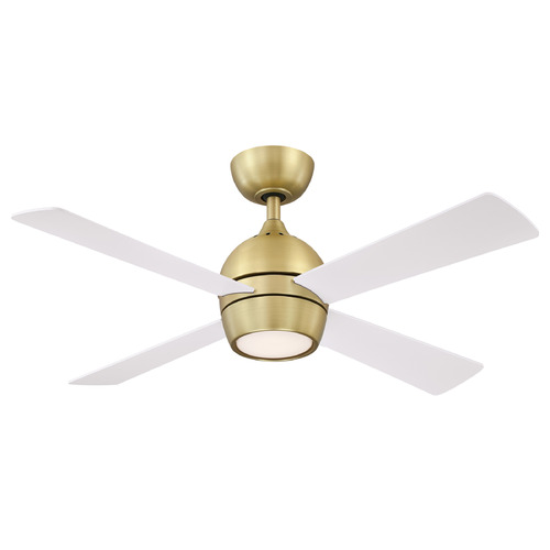 Fanimation Fans Fanimation Fans Kwad 44 Brushed Satin Brass LED Ceiling Fan with Light FP7644BS