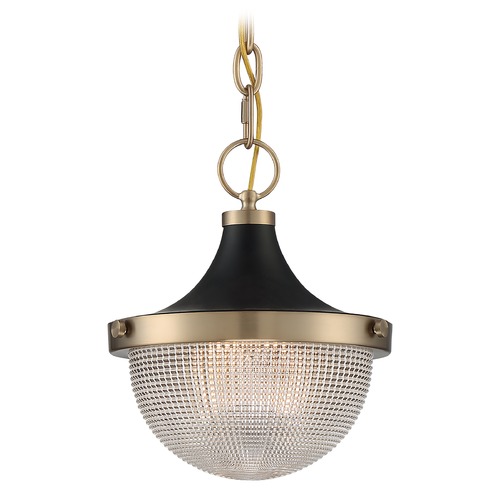 Satco Lighting Satco Lighting Faro Burnished Brass / Black Accents Pendant Light with Bowl / Dome Shade 60/7059