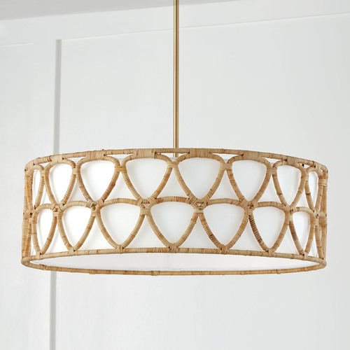 Tulum 28-Inch Rattan Pendant in Matte Brass by Capital Lighting