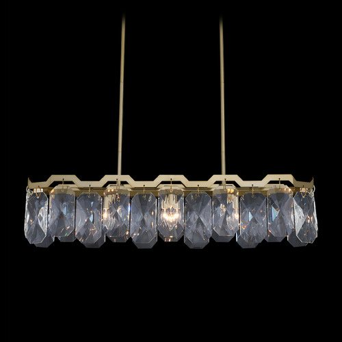 Allegri Lighting Allegri Crystal Piatta Brushed Brass Island Light with Rectangle Shade 039361-039-FR001