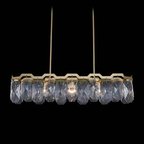 Allegri Crystal Piatta Brushed Brass Island Light with Rectangle Shade