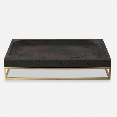 The Uttermost Company David Frisch Shadowstone Black & Antique Brass Tray