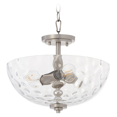 Quorum Lighting Adams Satin Nickel Pendant Light with Bowl / Dome Shade