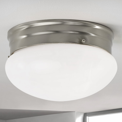 Design Classics Lighting 8-Inch Satin Nickel Flushmount Ceiling Light 29625
