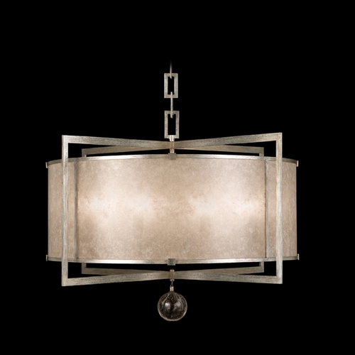 Fine Art Lamps Fine Art Lamps Singapore Moderne Silver Leaf Pendant Light with Drum Shade 591540-2ST