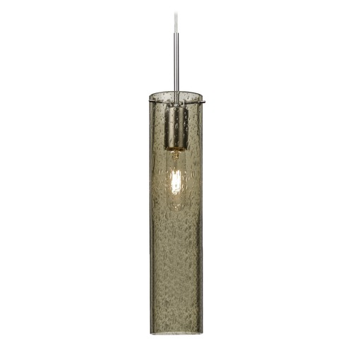 Brown Seeded Glass Mini-Pendant Light Satin Nickel Juni by Besa Lighting