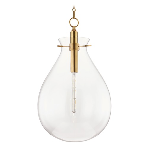 Hudson Valley Lighting Hudson Valley Aged Brass Pendant Light with Clear Glass Shade BKO103-AGB