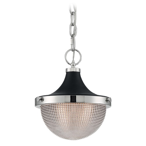 Satco Lighting Satco Lighting Faro Polished Nickel / Black Accents Pendant Light with Bowl / Dome Shade 60/7069